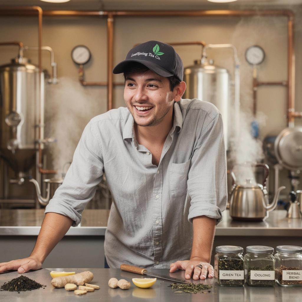 Šaltekšnio uogų arbatos ingredientai, pateikti ant medinio stalo.